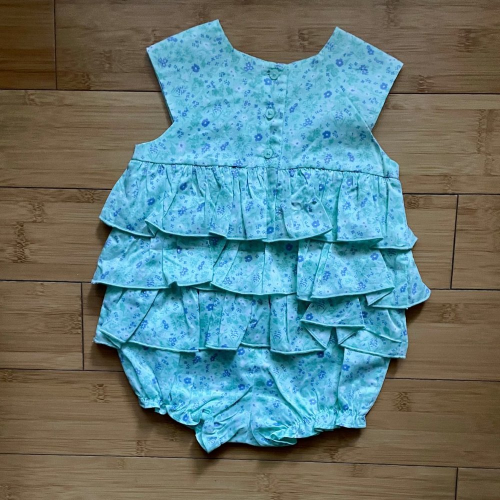 NWT Janie + Jack Mint/Lavender Floral Ruffle Romper - 6-12m - Picture 2 of 3